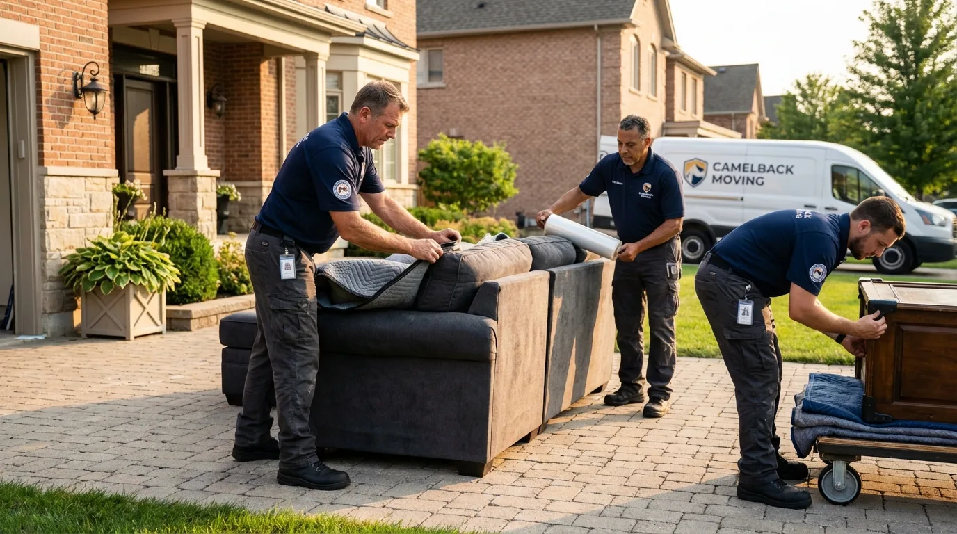 Large estate moving crew wrapping furniture in Ashland, PA